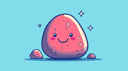 Cute Rock Character Cartoon Illustration