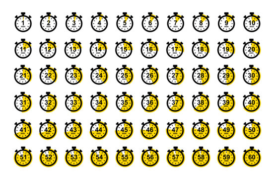 Stopwatch icon from 1 to 60 minute timer