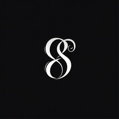Fototapeta premium Elegant typographic logo, intertwined initials, luxury serif font, minimal black and white style
