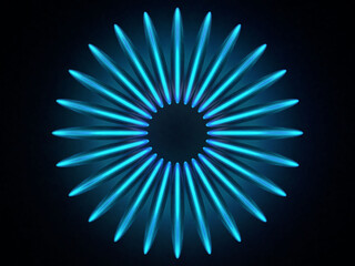 幻想的な光に照らされた円形に並んだレンズのフォトリアル3Dイラスト