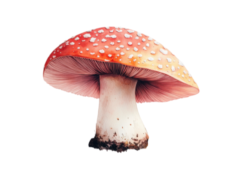 A red and white mushroom with white spots