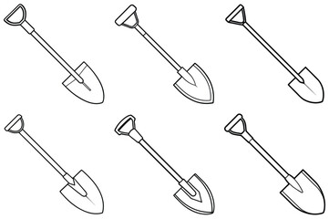 Naklejka premium shovel outline vector illustration isolated on white background.