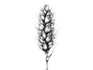 A drawing of a wheat stalk with a black and white color scheme
