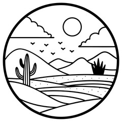 Desert Dusk line art vector