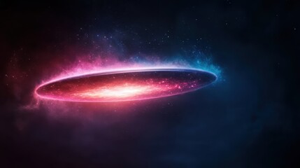 An artistic representation of a galaxy’s spiral shape, radiating vivid pink and blue hues, igniting feelings of wonder and exploring the vastness of the universe.