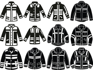 Firefighter jacket silhouette vector illustration isolated on white background.
