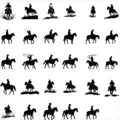 Fototapeta premium Cowboy horse silhouettes 