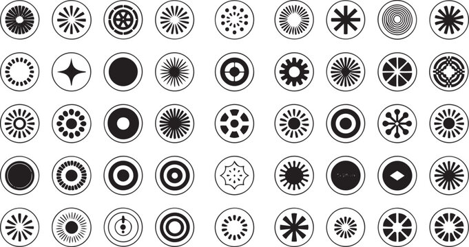 Collection of empty circle stickers and circular banners for design projects