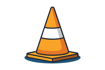 Orange traffic cone flat style isolated on white background