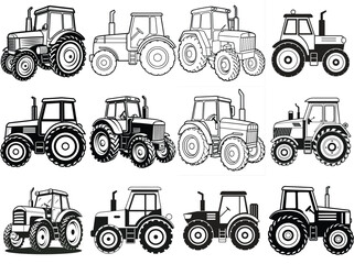 Tractor silhouette vector illustration isolated on white background.