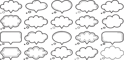 Fototapeta premium Hand Drawn Speech and Thought Bubbles Set – Comic Style Vector Collection