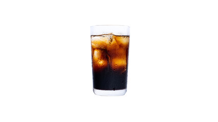 coffee with ice in glass on a white background.