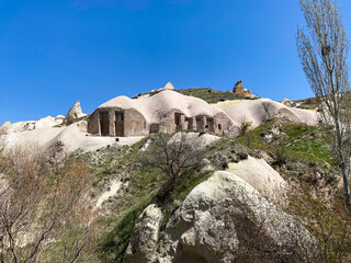 Pigeons Valley and view of uchisar castle, amazing landsacape with natual rock formation and cave...