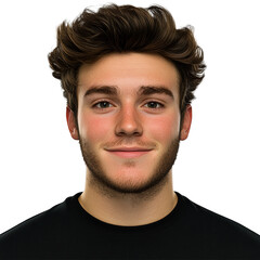 Obraz premium Handsome young man, portrait studio shot, smiling gently, cut out transparent