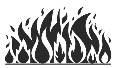 Fire Flame Icons Set – Solid Burn Symbol for Alert, Heat, Safety, UI Design
