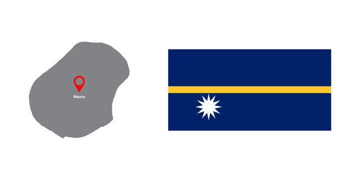 vector map and flag of nauru country on transparent background