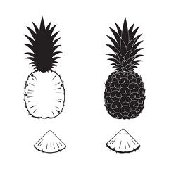 Silhouette set of pineapple on white backgroudnd