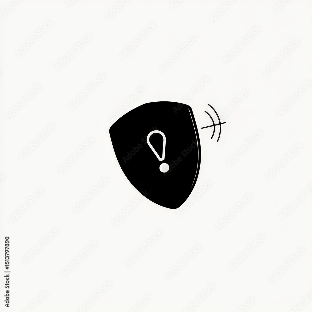 Poster security researchers risk assessment monitoring concept. abstract black shield icon with an exclamat