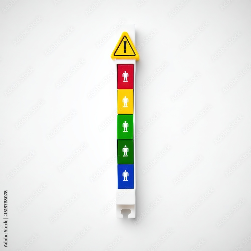 Poster security researchers risk assessment monitoring concept. warning sign with color-coded indicators fo