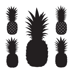 Silhouette set of pineapple on white backgroudnd