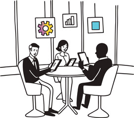 Fototapeta premium Business team collaboration and discussion meeting with digital devices for data analysis and strategic planning in a modern office environment
