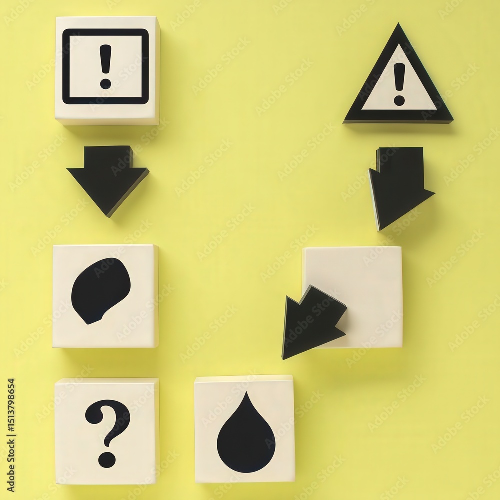 Aufkleber security researchers risk assessment monitoring concept. abstract blocks with symbols and arrows on 