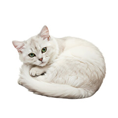 Serene Slumber A White Kitten Curled in Rest isolated on transparent background