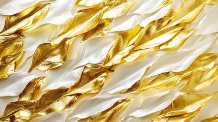 A gold and white leaf pattern, with gold leaves and white leaves interspersed