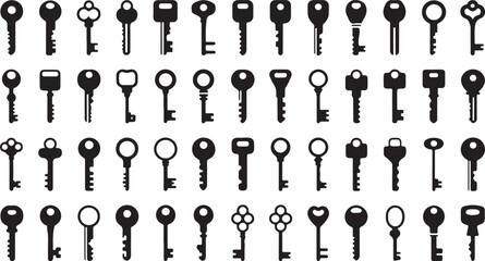 Silhouette key icon set a collection of high quality key icons for design projects
