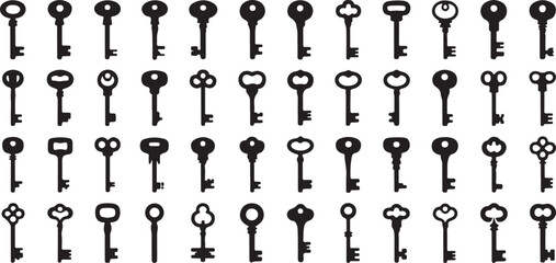 High quality key silhouettes icon set a collection of detailed key icons for design projects