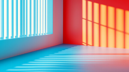 Obraz premium A room with a blue wall and a red wall