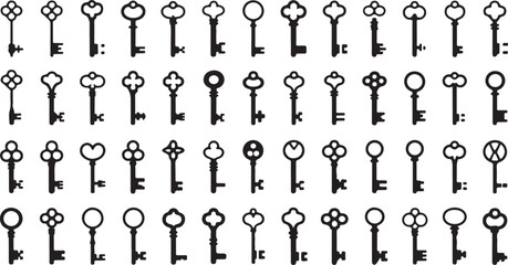 High quality key silhouette icon set a collection of detailed key icons for design projects