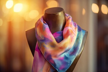 A beautifully patterned silk scarf with abstract watercolor motifs, created by ai