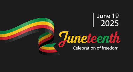 Juneteenth Freedom Celebration Banner – June 19 2025 Black History Holiday Design with Pan-African Colors