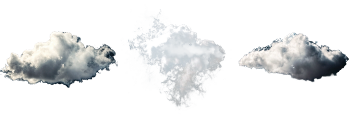 Set of a white cloud in the sky isolated on a transparent background