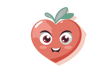 Adorable Heart-Shaped Fruit Character Illustration Kawaii Style Design