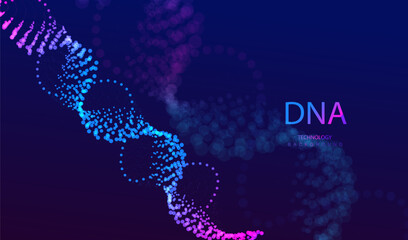 Medical Ai dna banner vector. DNA genome waves, future connect innovation design. Science biology chromosome molecule background. Technology ai genetic code.