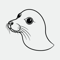 line art of a seal head on the white background