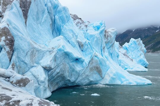 Azure Glacier Face with Intricate Ice Formations