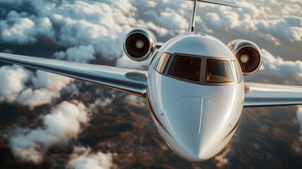 A sleek aircraft soaring high above the clouds epitomizes modern innovation and freedom of travel, framing the adventurous spirit within a breathtaking sky backdrop.
