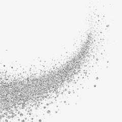 Stippling trail in monochrome with a scattered dot wave and mist texture. Floating grain particles in abstract fluid composition. Vector illustration