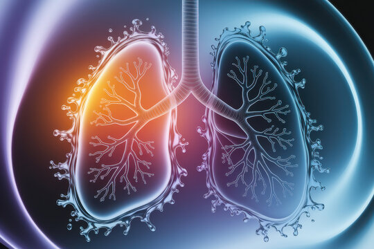 Digital visualization of human lungs highlighting respiratory health and function