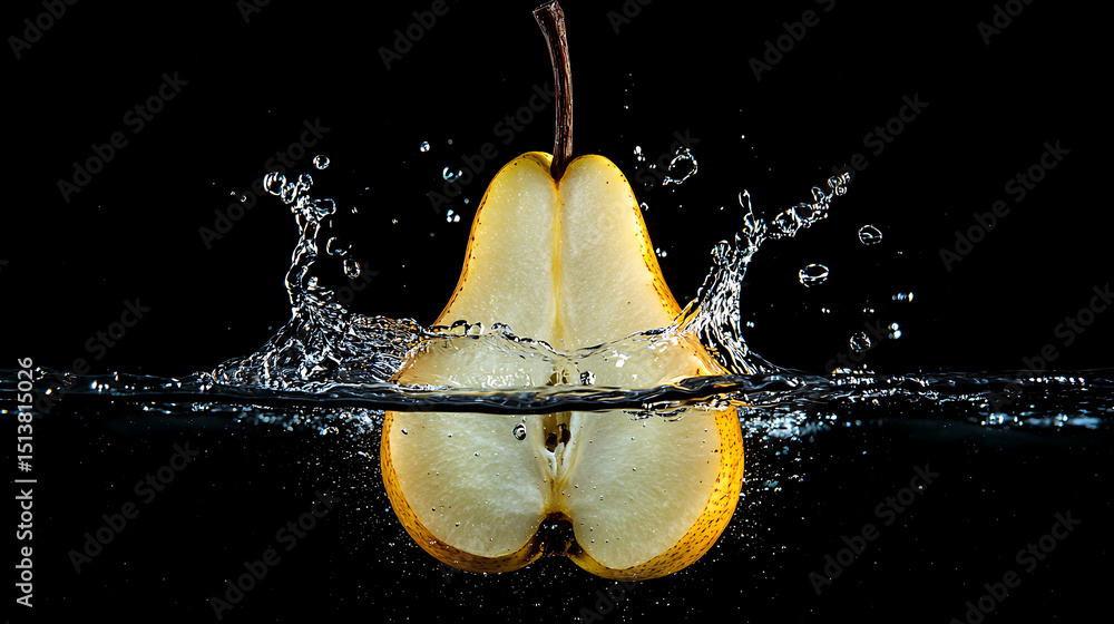 Poster a pear is floating in a pool of water