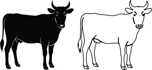 Fototapeta premium Cattle Illustration Vector Artwork Featuring a Canine Silhouette or Outline