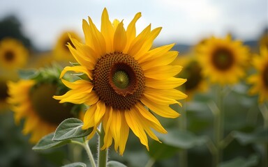 Wilted Sunflowers in a Field. High quality