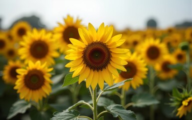 Fototapeta premium Wilted Sunflowers in a Field. High quality