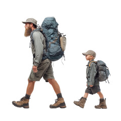 Fototapeta premium Family Adventure: Father and Son Hiking Together