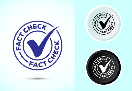 Fact check icon design illustration, Fact checking label, Fake news verified sign symbol in color black and white