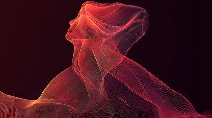 Fototapeta premium Abstract female figure in flowing red lines