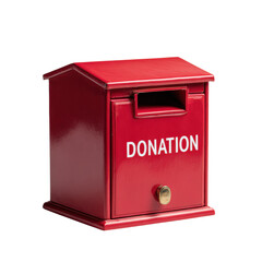 Red Donation Box for Charitable Contributions on white background